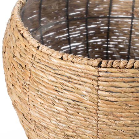 Vintiquewise Woven Round Flower Pot Planter Basket with Leak-Proof Plastic Lining - Large QI003832.L